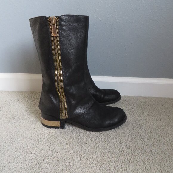 Vince camuto winivie womens boots size 7.5 bleack leather zipper Motorcycle - Picture 3 of 10